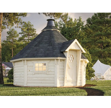 Kota de grill en bois avec toit dans le jardin