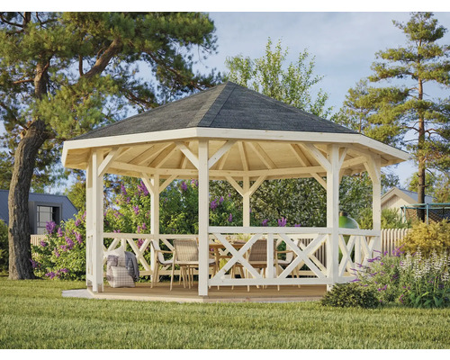 Pavillon de jardin en bois avec table et chaises