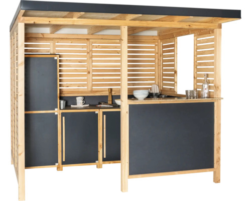 Holzküche für den Garten mit Arbeitsfläche