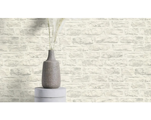 Vliestapete mit Steinoptik im Wohnraum mit Vase