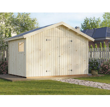 Gartenhaus aus Holz mit Doppeltür und Fenster im Garten