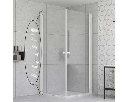 Eckdusche mit Montageanleitung im Badezimmer