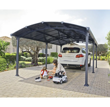 Familie unter einem Auto Carport mit Auto