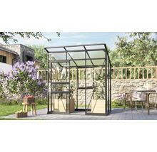 Gewächshaus aus Glas und Metall im Garten