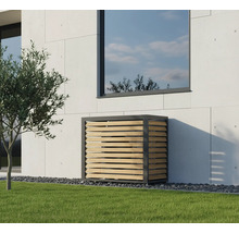 Verkleidung für Klimaanlage im Außenbereich mit Holzlamellen