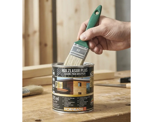 Farbdose Holzlasur Plus mit Pinsel