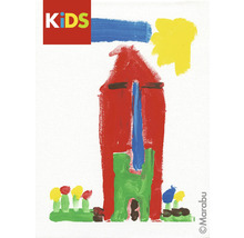 Image d'enfant avec maison, soleil et fleurs