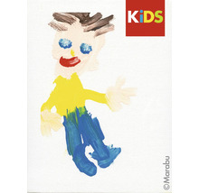 Dessin d'enfant d'une personne avec le logo Marabu