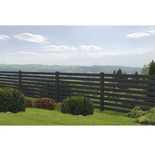 Gartenlandschaft mit modernem Zaun für Privatsphäre und Gartengestaltung