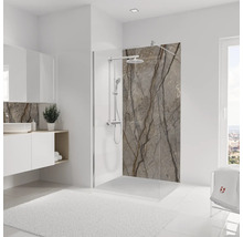 Salle de bain lumineuse avec douche, lavabo et fenêtre pour une atmosphère conviviale