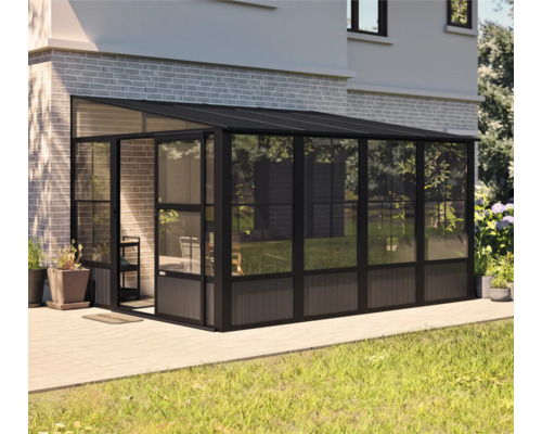 Serre en verre intégrée avec porte et cadre