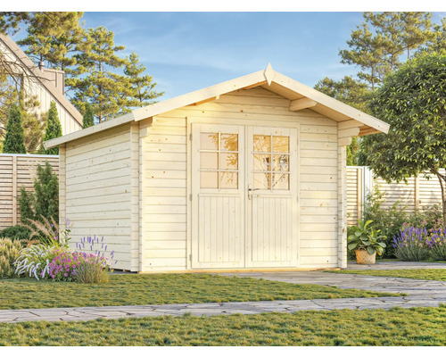 Abri de jardin en bois avec double porte en extérieur