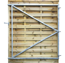 Holztor mit Metallrahmen