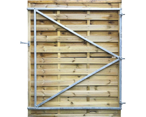 Holztor mit Metallrahmen