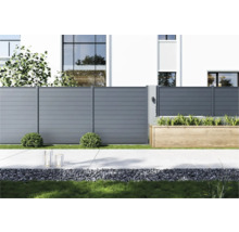 Conception moderne de clôture de jardin avec des éléments en bois et en pierre