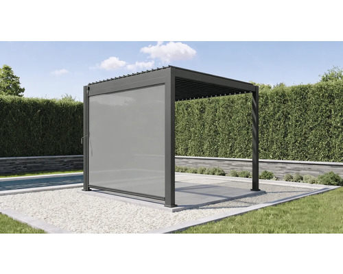 Pergola moderne avec paroi latérale dans un espace jardin