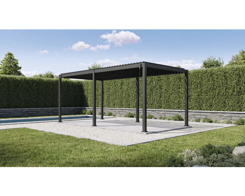 Moderne Pergola aus Metall im Garten