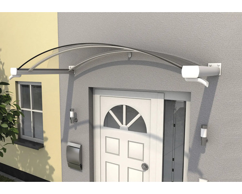 Auvent en verre au-dessus d'une porte d'entrée