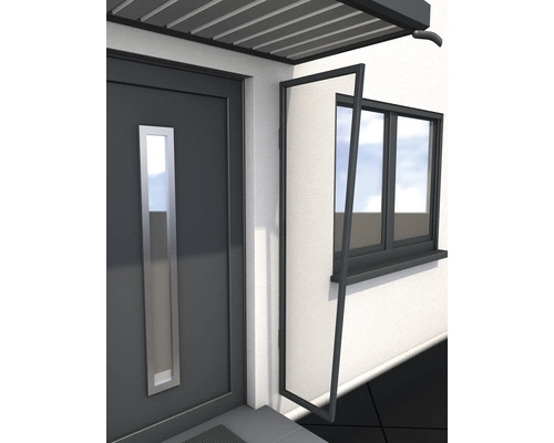 Fenêtre avec moustiquaire à côté de la porte d'entrée
