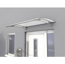 Auvent de porte en métal et plastique au-dessus d'une porte d'entrée