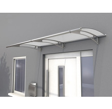 Auvent de porte avec toit transparent et cadre métallique