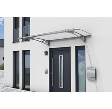 Auvent de porte d'entrée en métal et plastique à l'entrée de la maison