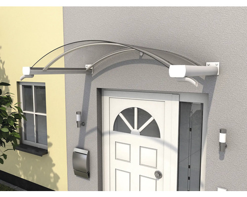 Auvent en verre au-dessus d'une porte d'entrée