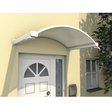 Auvent en polycarbonate au-dessus d'une porte d'entrée