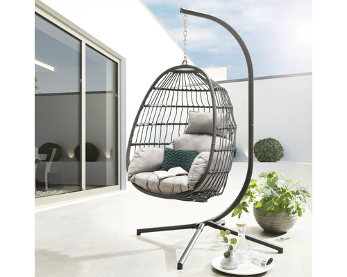 Fauteuil suspendu avec panier et cadre métallique pour l'extérieur