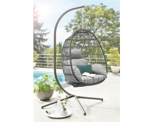 Fauteuil suspendu avec structure et coussins pour l'extérieur