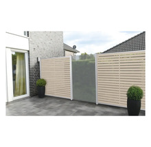 Clôture de jardin avec lattes horizontales et panneau opaque