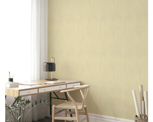 Papier peint intissé jaune dans le bureau