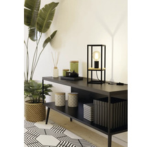 Dekoratives Regal mit Lampe, Duftstäbchen, Kerzen und Zimmerpflanzen