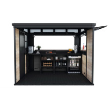Outdoor-Bar mit Regalen, Getränkekühlschrank und Arbeitsfläche