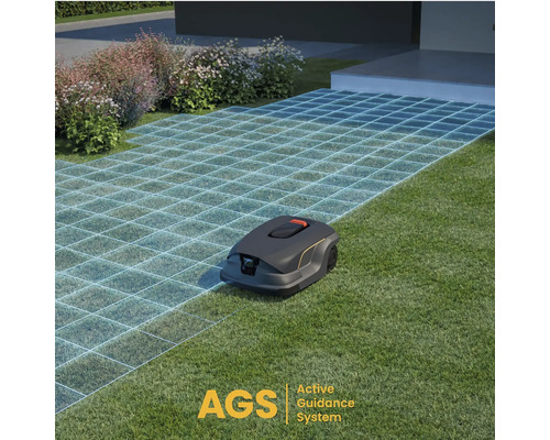 Roboterrasenmäher auf Rasen mit Active Guidance System