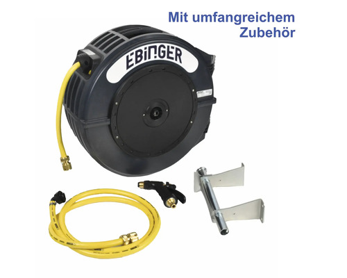 Enrouleur de tuyau d'air comprimé Ebinger avec accessoires