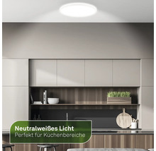 Runde Deckenleuchte in einer modernen Küche.