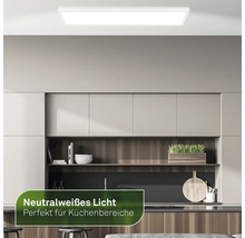 Rechteckige Deckenleuchte in einer modern eingerichteten Küche.