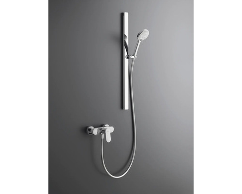 Duscharmatur mit Handbrause und Brausestange für die Wandmontage