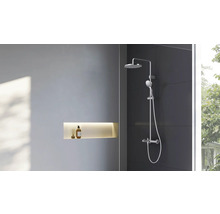 Salle de bain avec système de douche, shampoing et bâtonnets parfumés