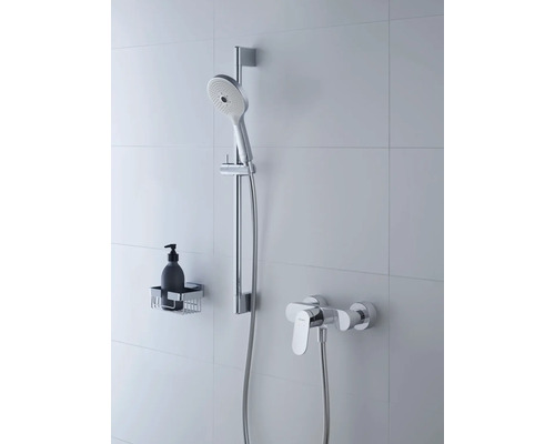 Duschgarnitur mit Handbrause, Brausestange und Ablage