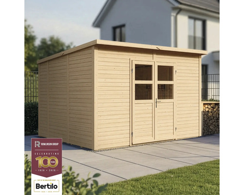 Holzgartenhaus mit Doppeltür und Flachdach