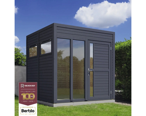 Abri de jardin moderne avec fenêtres et porte en bois
