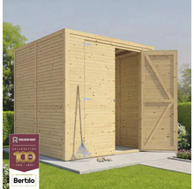 Abri de jardin en bois avec double porte et outil de jardin