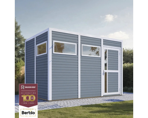 Abri de jardin en bois avec fenêtres et porte