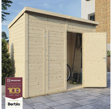 Abri de jardin en bois avec porte ouverte