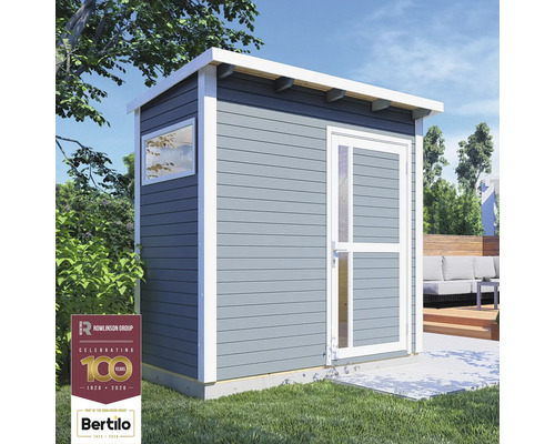 Gartenhaus Bertilo Pentus 1 inkl. Fußboden 247 x 143 cm hellgrau Gartenhaus mit Fenster und Tür aus Holz
