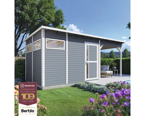 Gartenhaus mit Terrasse und Fenstern