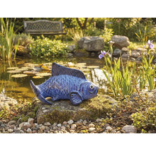 Figurine décorative poisson bleu en céramique pour bassin de jardin