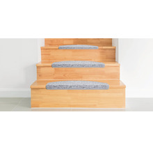 Escalier en bois avec marches de tapis grises